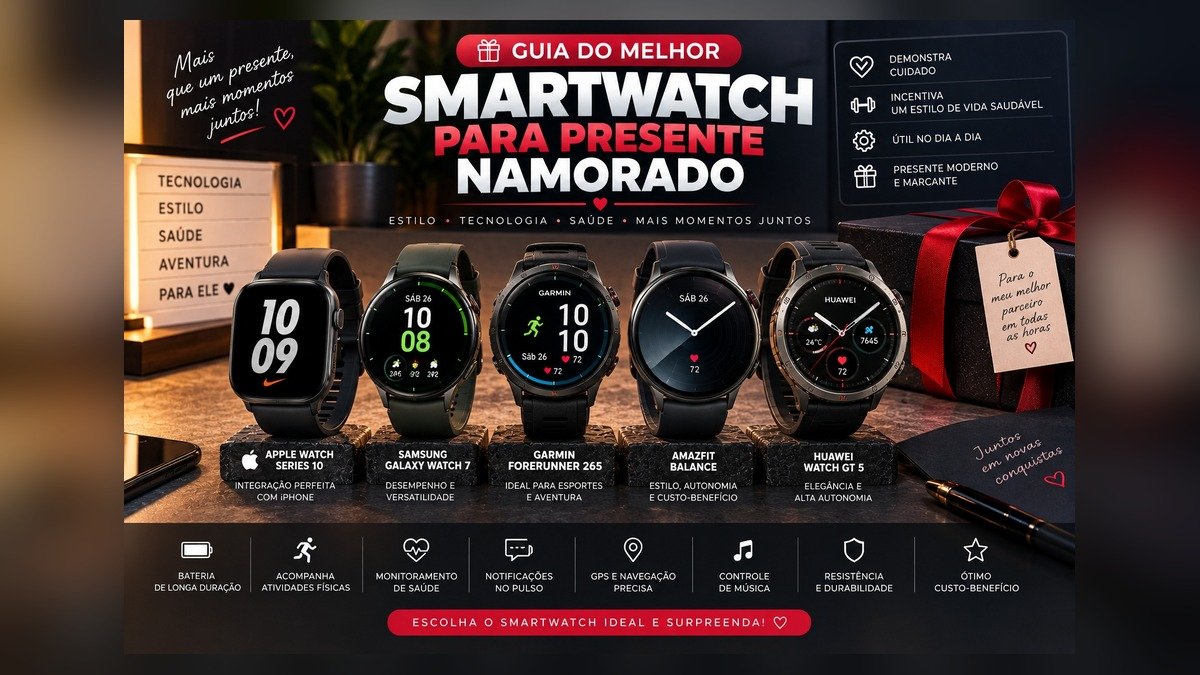 Melhor smartwatch para dar de presente para o namorado: guia completo