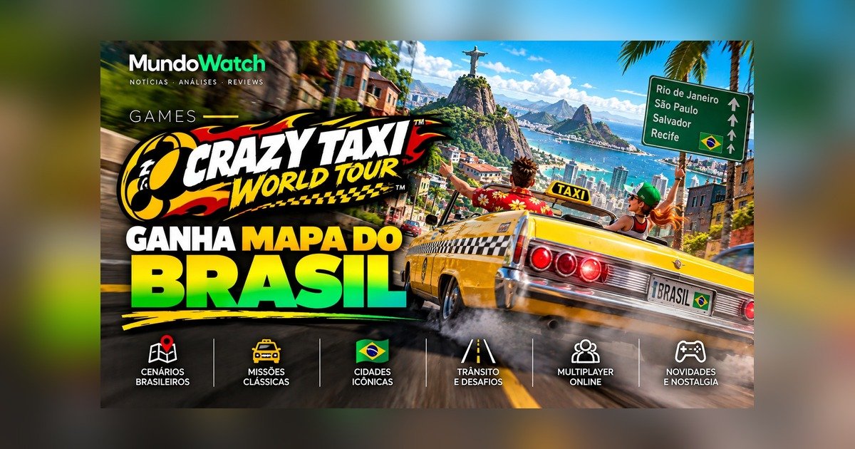 Crazy Taxi: World Tour revela mapa do Brasil em trailer; jogo sai em 2027