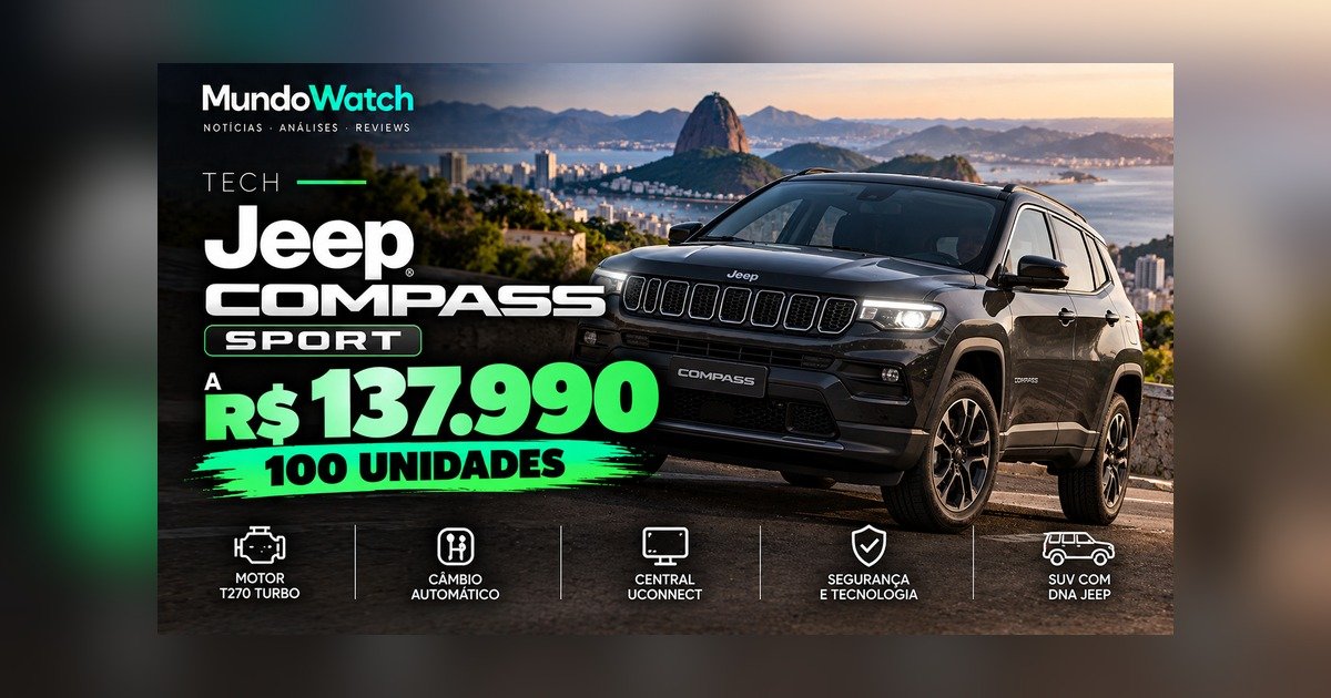Jeep Compass Sport cai para R$ 137.990 em oferta de 100 unidades, só na cor Preto Carbon