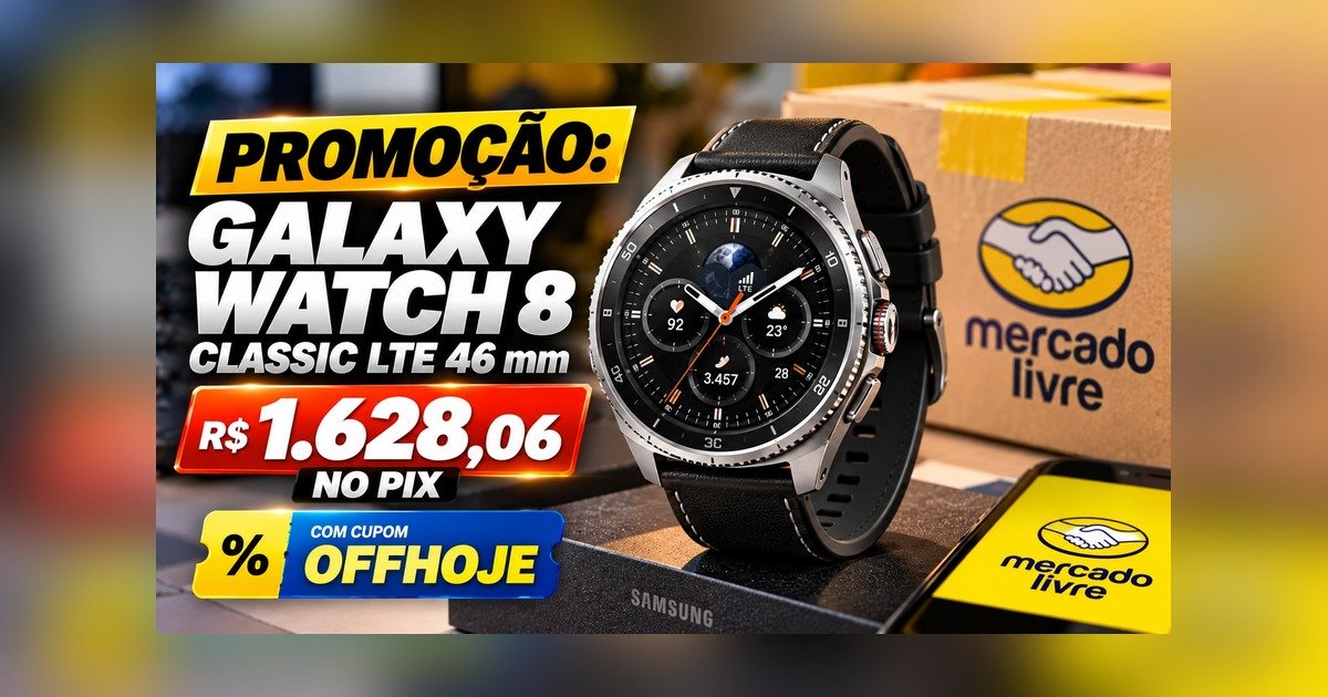 Galaxy Watch 8 Classic LTE a R$ 1.628 com cupom OFFHOJE: oferta já encerrada, mas vale como referência de preço